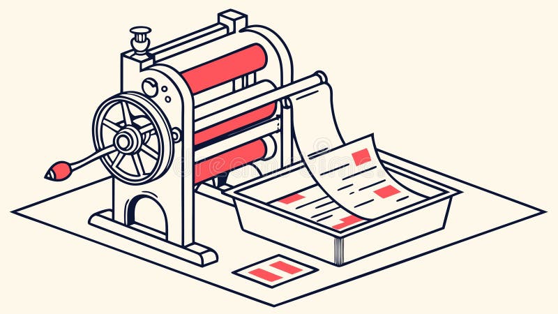 Classic Printing Press Machine, Publishing and Mass Production, vector design Generative AI royalty free illustration