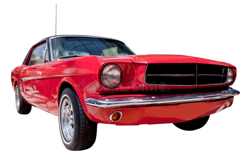 Classic red American muscle car isolated on white. Clipping path included.