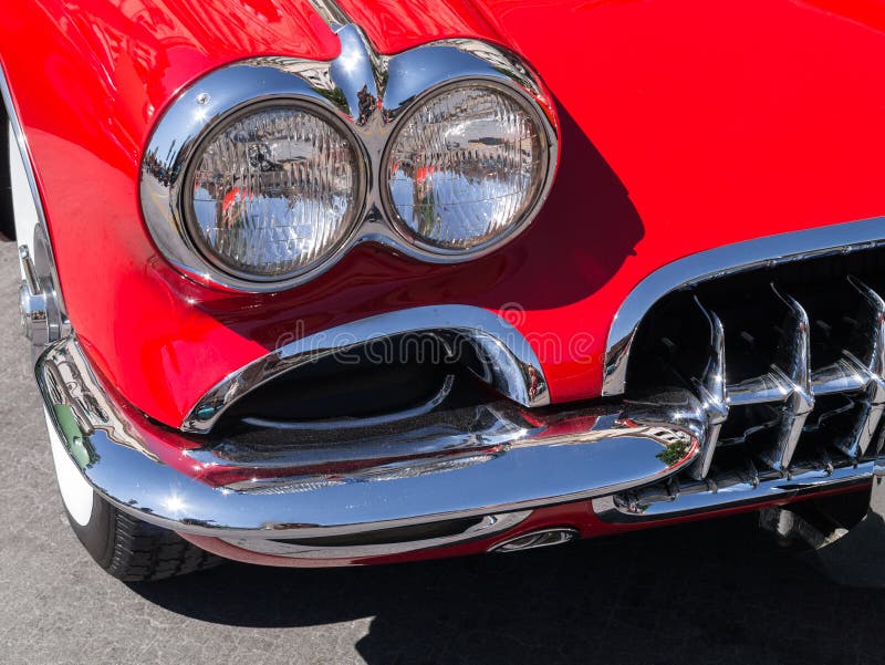 Front end details, classic Chevy Corvette. Front end details, classic Chevy Corvette