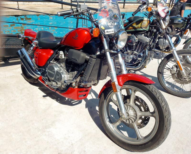 Classic Red Honda Magna Japanese Cruiser Motorcycle. Expo Wheels 2021 ...