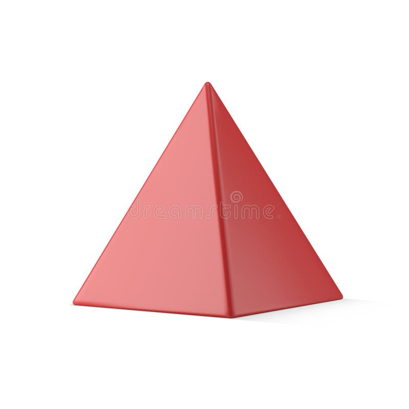 Classic red luxury polygonal pyramid geometric shape with clear glossy surface realistic vector stock illustration