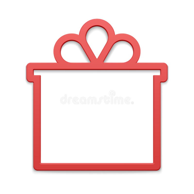 Classic red squared gift box with lid contoured frame realistic toy shape Christmas tree vector royalty free illustration