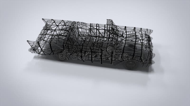 Wireframe Style Classic retro cars 3D rendering results from the blender application stock illustration