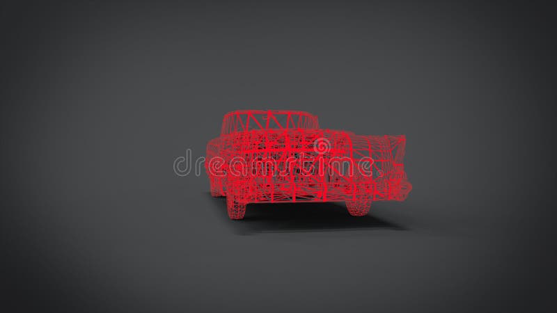 Wireframe Style Classic retro cars 3D rendering results from the blender application royalty free illustration