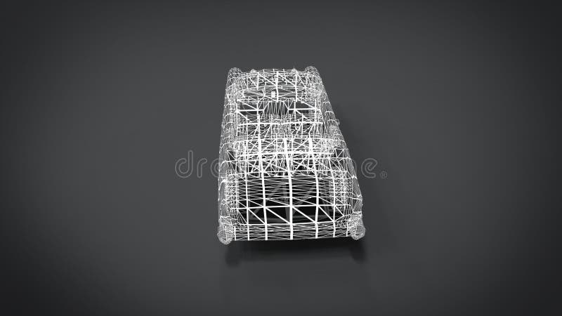 Wireframe Style Classic retro cars 3D rendering results from the blender application stock illustration