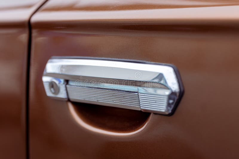 Classic Retro Style Car Door Handle and Keyhole Stock Photo Image of