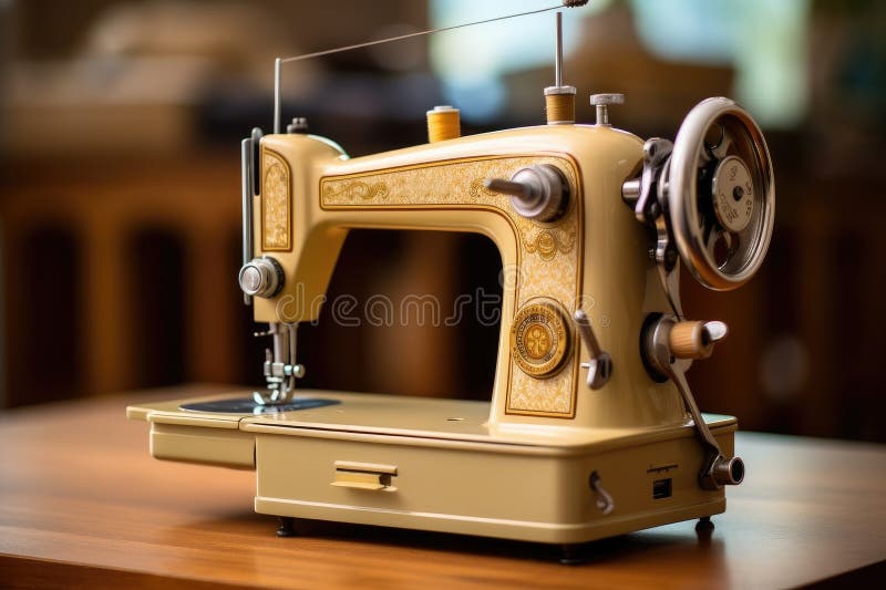 Classic Retro Style Manual Sewing Machine. Generative AI Stock