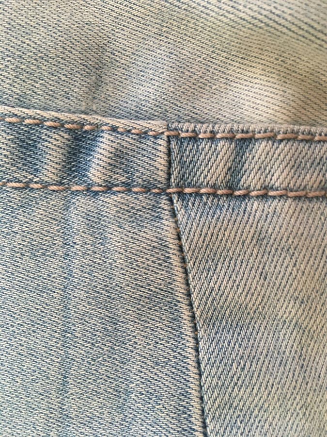 Stitched Boiled Jeans. Shabby Vintage Clothing. Macro Shot. Stock Image ...