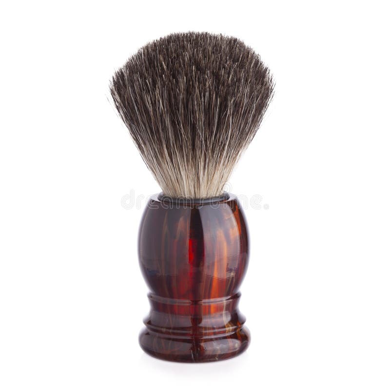 Classic Shaving Brush with Raccoon Fur Isolated on White Stock Image