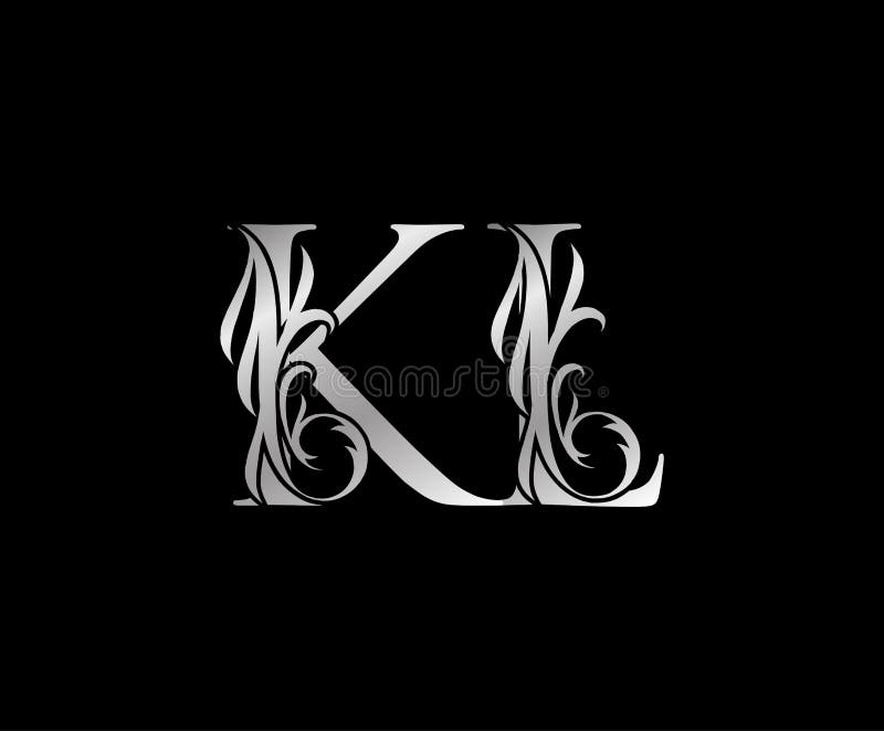 Classic Silver K L And Kl Letter Floral Logo Heraldic Vintage Drawn Emblem For Book Design Weeding Card Brand Name Business Stock Vector Illustration Of Heraldic Heritage Classic Silver K L And Kl Letter Floral Logo Heraldic Vintage Drawn Emblem For Book Design Weeding Card Brand Name Business Stock Vector Illustration Of Heraldic Heritage