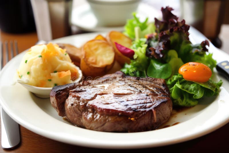 Classic Steak and Potatoes Dinner, with Piping Hot Baked Potato and