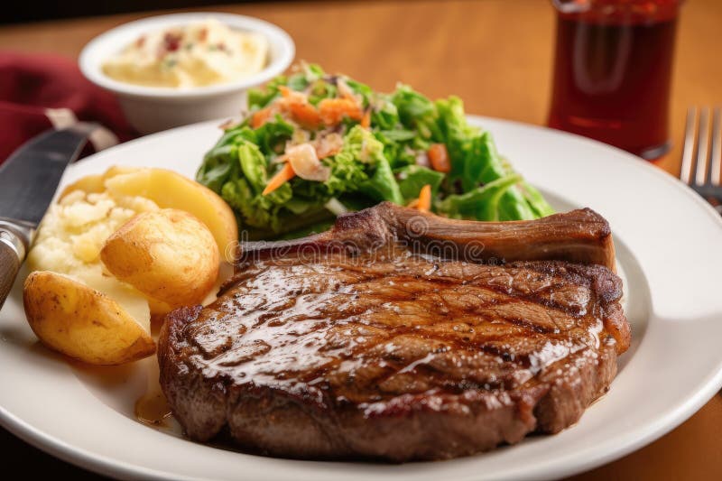 Classic Steak and Potatoes Dinner, with Piping Hot Baked Potato and