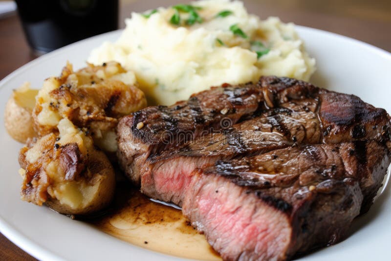 Classic Steak and Potatoes Dinner, with Steak Grilled To Perfection and
