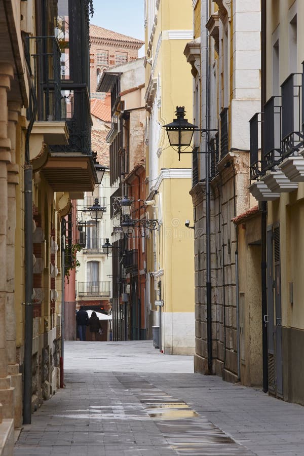 Classic street facades in Teruel. Spain arquitecture. Tourism