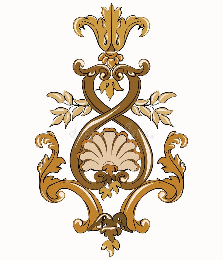 Classic Style Wooden Ornament Stock Vector Illustration of curtains