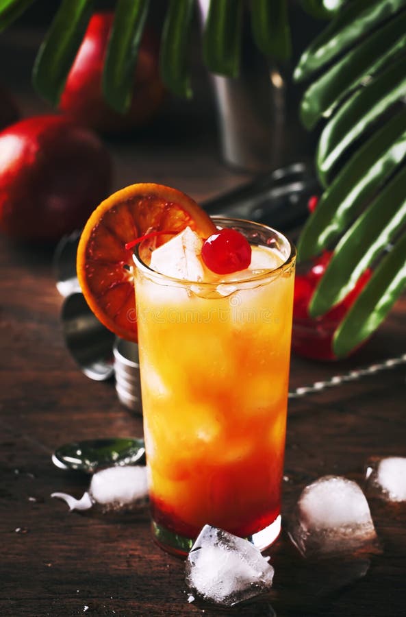 Classic Tequila Sunrise Cocktail with Silver Tequila, Grenadine Syrup ...