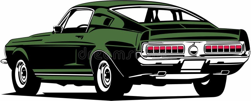 Clásico Vintage Retro Legendario American Muscle Car Ford Mustang Bullitt Stock Vector mustang bullitt classic Clásico Vintage Retro Legendario American Muscle Car Ford Mustang Bullitt Stock Vector