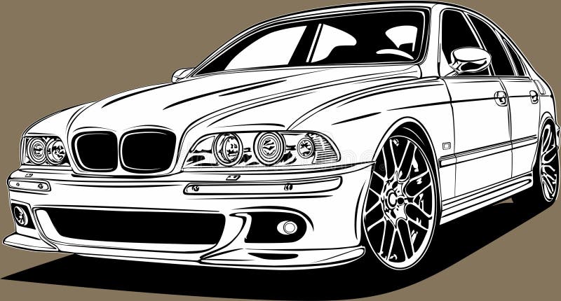 POSTER BMW E39 M5 BLUEPRINT Vector Art Highly Detailed 