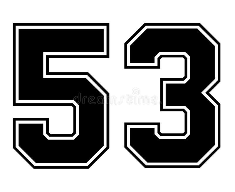 53 Classic Vintage Sport Jersey Number in Black Number on White