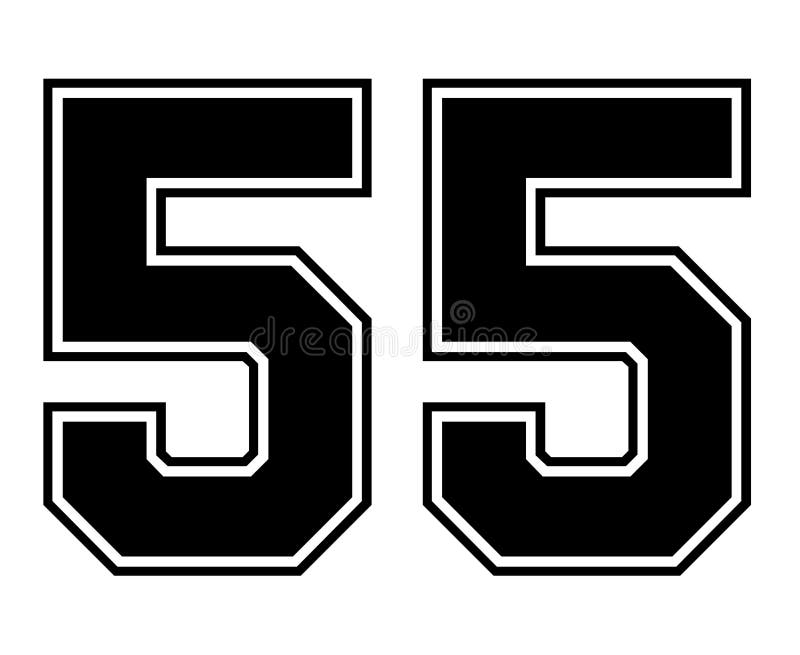 55 Classic Vintage Sport Jersey Number in Black Number on White