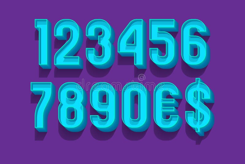 Classic volume numbers with currency signs in 3d retro style royalty free illustration