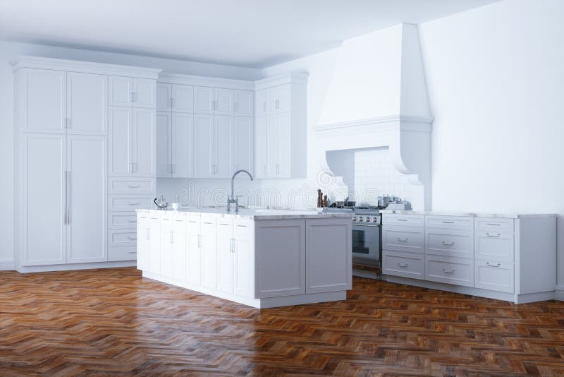 Classic White Kitchen Cabinet (Isolated On White) Stock Illustration ...