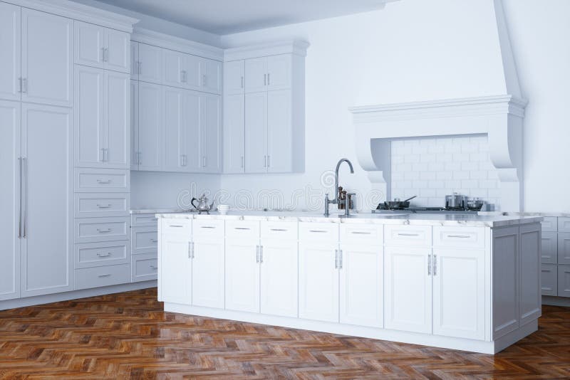 Classic White Kitchen Cabinet (Isolated on White) Stock Illustration ...