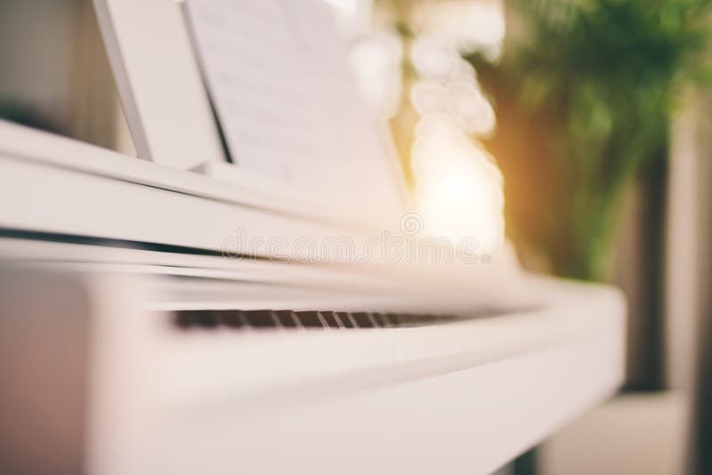 Classic White Piano Keyboard Stock Photo - Image of concert, white
