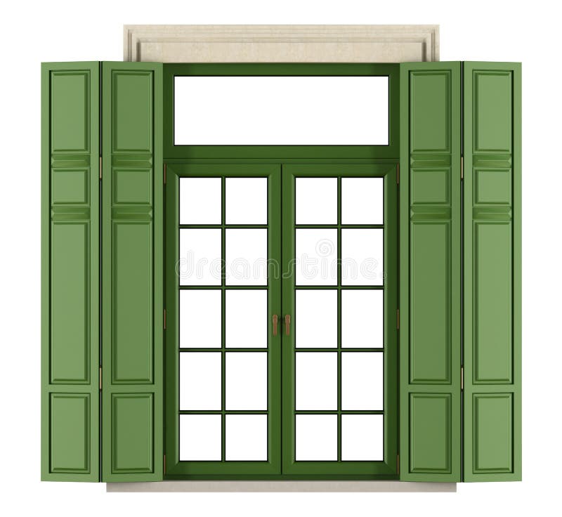 Classic window balcony with shutter vector illustration