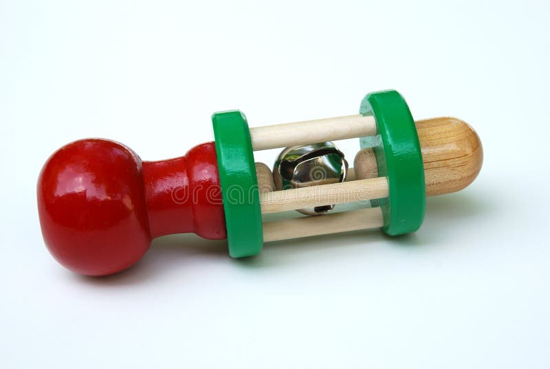Classic wooden baby rattle stock photos