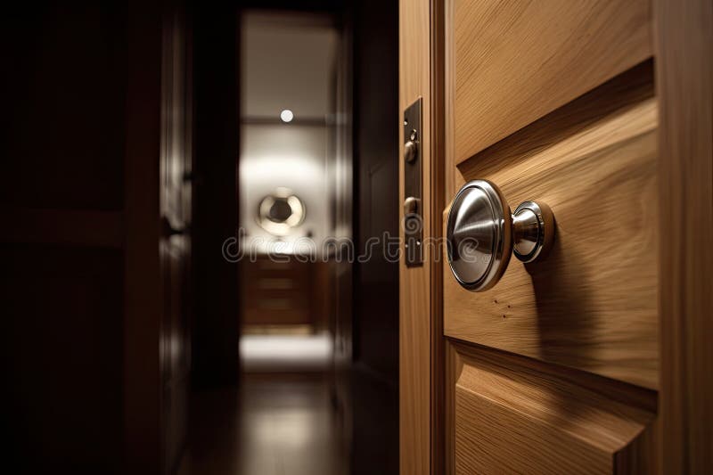Classic Wooden Door Handle in Contemporary Setting Stock Image Image