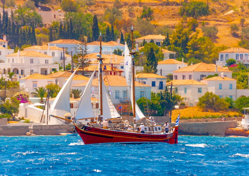 Classic wooden sailing boat