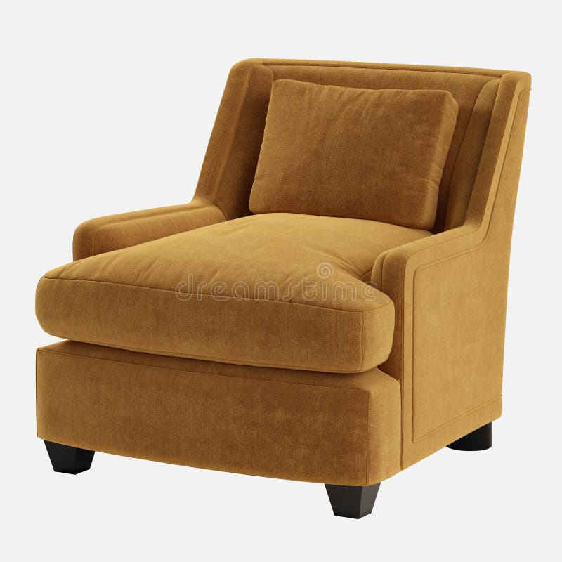 Classic Yellow Armchair Isolated on White Background Stock Illustration