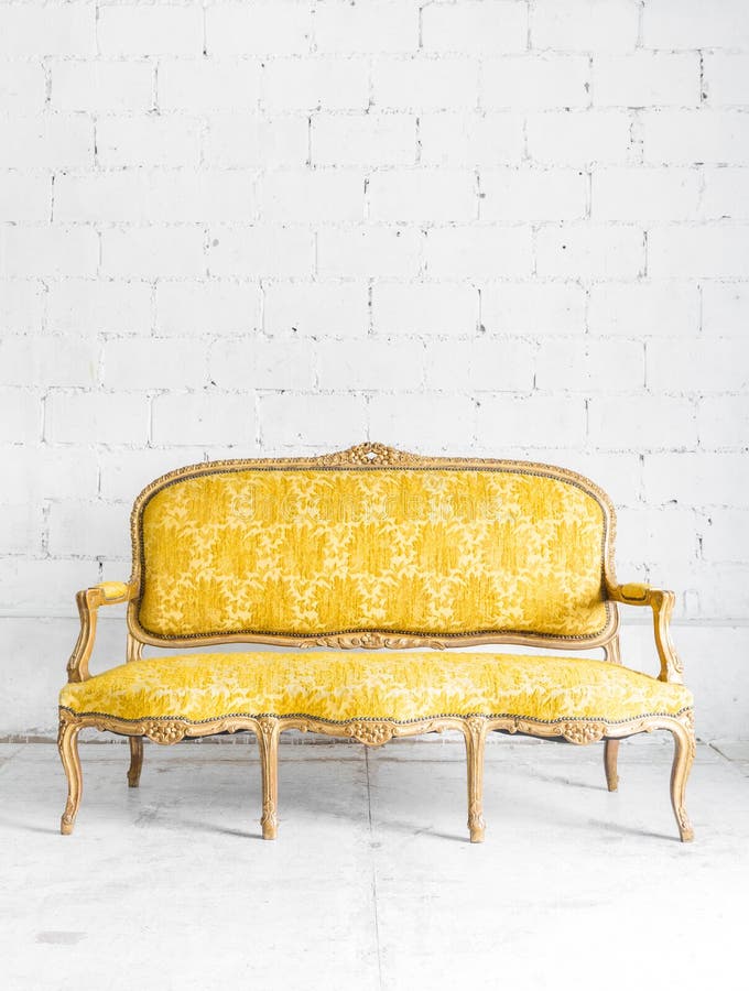 Classic Yellow Sofa stock image. Image of antique, elegance 47853719