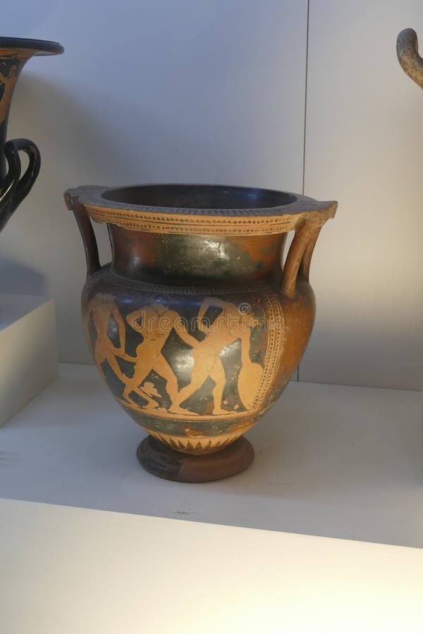Classical Archaic Greek red on black pottery. ANTALYA, TURKEY - SEP 14, 2019 - Classical Archaic Greek red on black pottery, 7th to 5th century BCE, Antalya royalty free stock photography Classical Archaic Greek red on black pottery. ANTALYA, TURKEY - SEP 14, 2019 - Classical Archaic Greek red on black pottery, 7th to 5th century BCE, Antalya royalty free stock photography