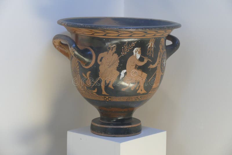 Classical Archaic Greek red on black pottery. ANTALYA, TURKEY - SEP 14, 2019 - Classical Archaic Greek red on black pottery, 7th to 5th century BCE, Antalya stock photography Classical Archaic Greek red on black pottery. ANTALYA, TURKEY - SEP 14, 2019 - Classical Archaic Greek red on black pottery, 7th to 5th century BCE, Antalya stock photography