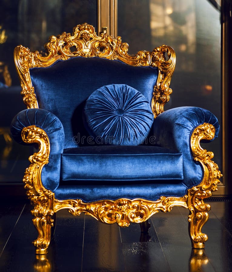 Classical Blue Royal Sofa on Luxurious Interior Stock Photo - Image of  isolated, knob: 59696418