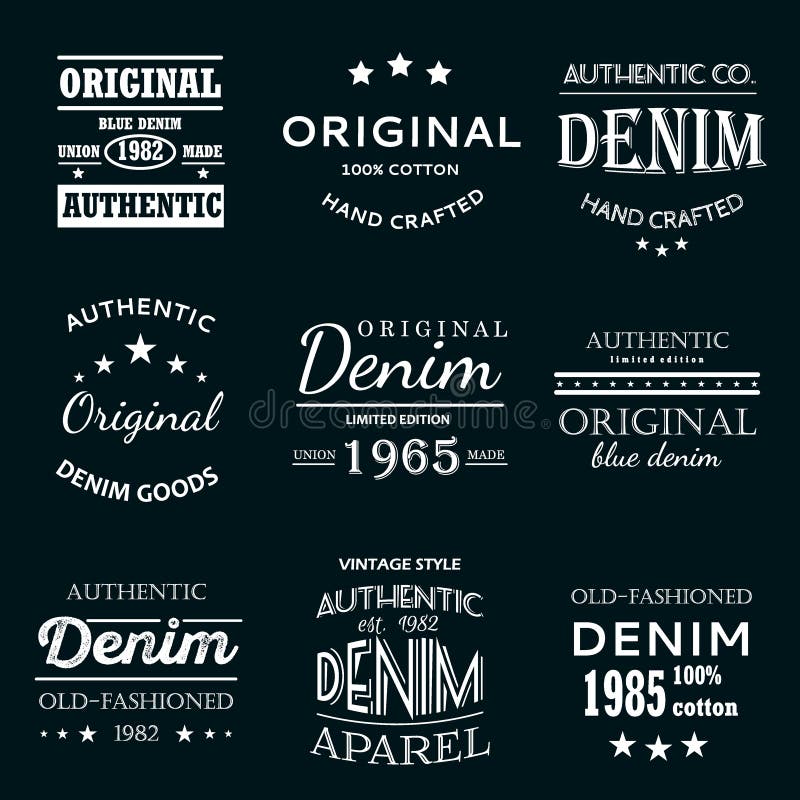 Classical Denim Jeans Typography Emblems Stock Illustration - Illustration  of original, poster: 97841673