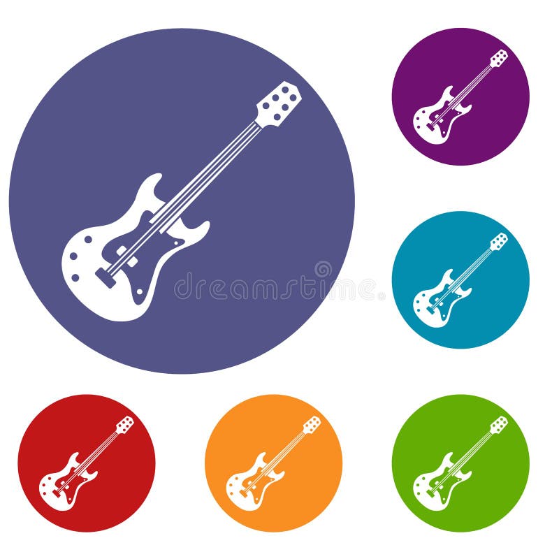 Classical electric guitar icons set