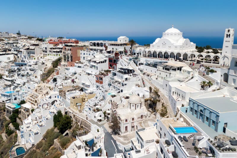 Classical Greek White Buildings Architecture on Santorini Island, Greece. Stock Photo Image of