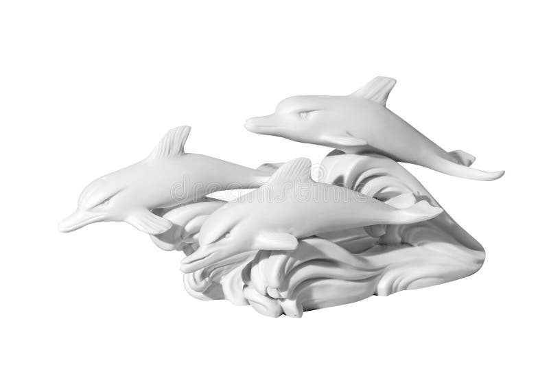 Statue of dolphins on a white background