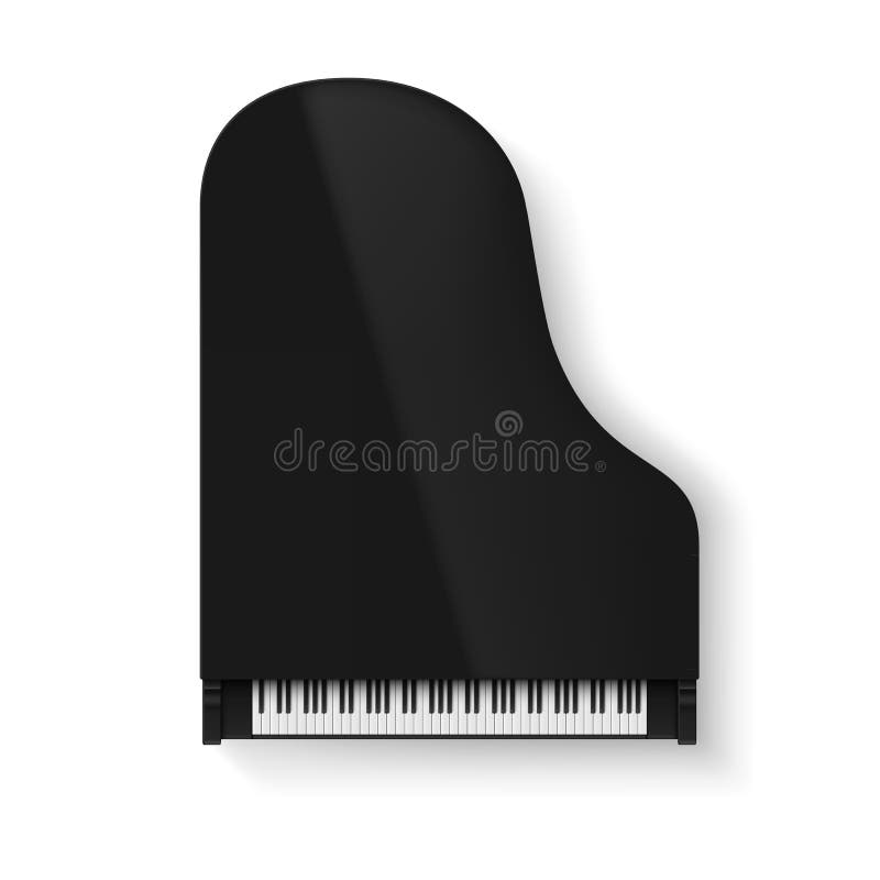 Classical Realistic Grand Piano Top View Vector Black Artistic Musical