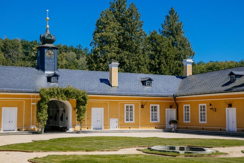 Classical style castle Kozel, hunting chateau from 18th century near Pilsen, Western Bohemia, Czech Republic