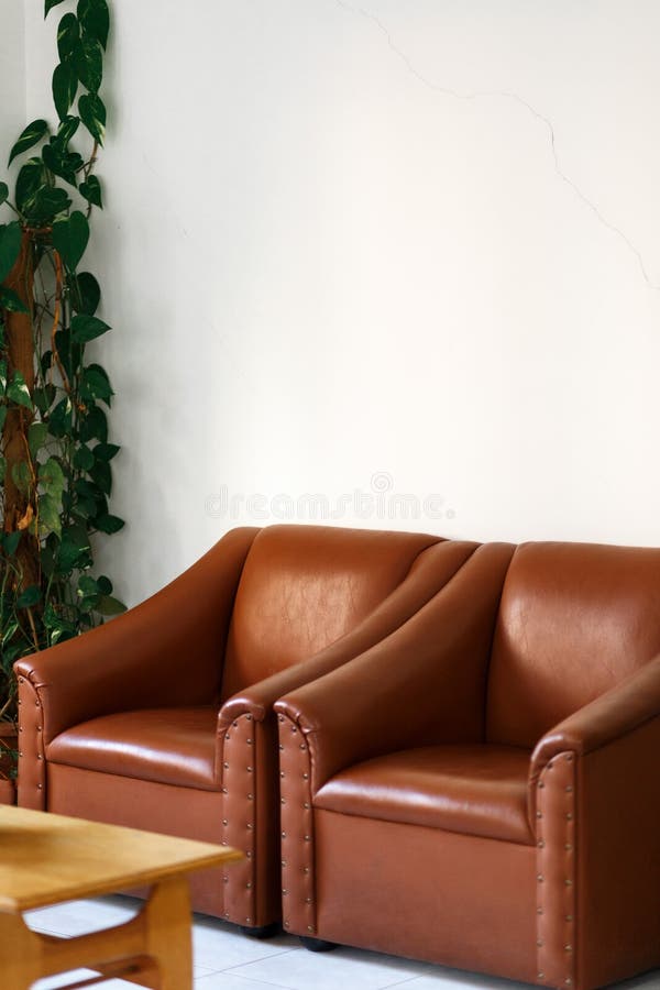 Classical Style Two Armchair Sofa Couch in Vintage Room Stock Image