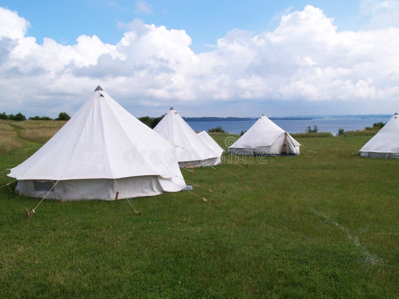 Classical tents by the beach ocean