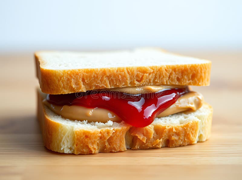 Classico Burro di arachidi e Sandwich di gelatina su Ai da tavola di legno royalty illustrazione gratis