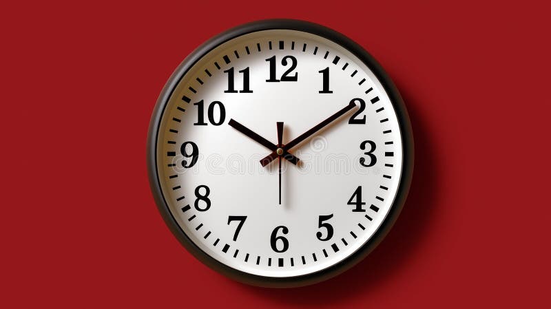 Classico orologio su sfondo rosso stridente illustrazione di stock