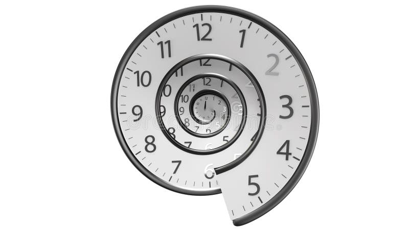 Classico Round Clock isolato con infinito tempo su fondo bianco illustrazione vettoriale