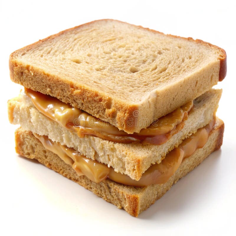 Classico sandwich al burro di arachidi isolato su fondo bianco illustrazione di stock