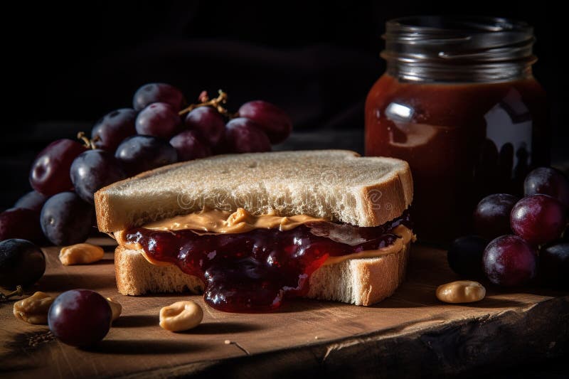Classico sandwich con burro di arachidi e gelatina con burro di arachidi cremoso ricco perfettamente accoppiato con marmellata di illustrazione vettoriale